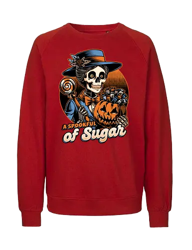 Halloween Spooky Sugar - halloween, holiday, october, spooky, trick or treat, Vintage, Retro Vintage, movie, classic, Scary, creepy, skeleton, skull, spoonful, sugar, musical, candy, pumpkin - Fairtrade Sweatshirt