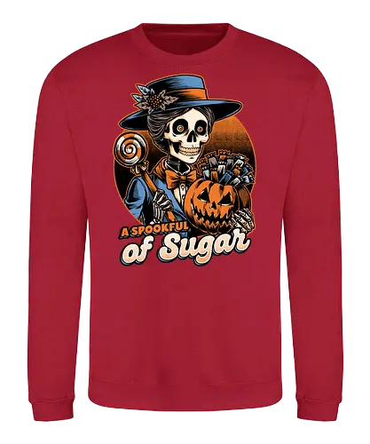Halloween Spooky Sugar - halloween, holiday, october, spooky, trick or treat, Vintage, Retro Vintage, movie, classic, Scary, creepy, skeleton, skull, spoonful, sugar, musical, candy, pumpkin - Sweatshirt