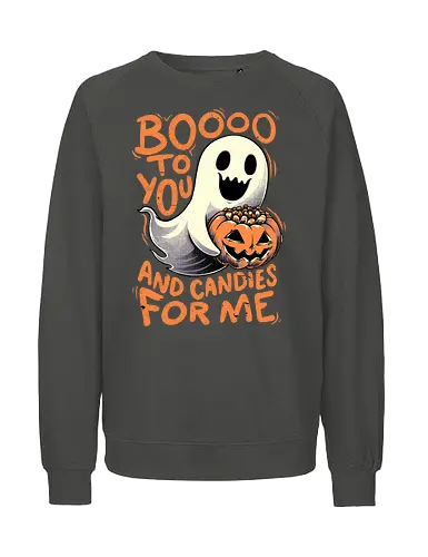 Halloween Ghost Candies  - Halloween, Spooky, Spooky Season, Mystery, trick or treat, trick r treat, cute, happy, Candy, Candy Corn, Horror, October, Surprise, creepy, ghost, pumpkin, boo - Fairtrade Sweatshirt