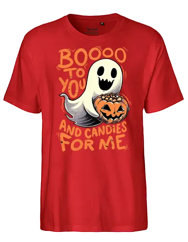 Halloween Ghost Candies  - Halloween, Spooky, Spooky Season, Mystery, trick or treat, trick r treat, cute, happy, Candy, Candy Corn, Horror, October, Surprise, creepy, ghost, pumpkin, boo - Fairtrade T-Shirt