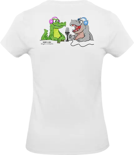 Mummies & Magic - Hippo und Kroko (Rücken) - Nilpferd, Krokodil, Mumie, Ägypten, Podcast, Pyramide - Standard T-Shirt (Frauen)