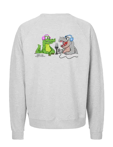 Mummies & Magic - Hippo und Kroko (Rücken) - Nilpferd, Krokodil, Mumie, Ägypten, Podcast, Pyramide - Fairtrade Sweatshirt
