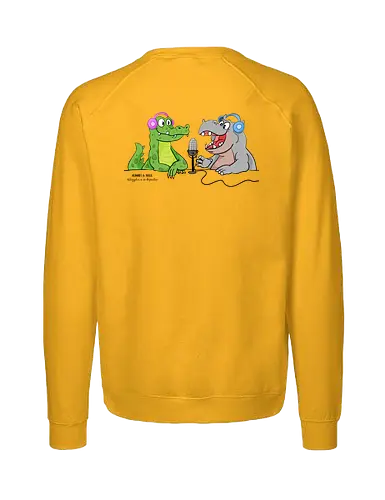 Mummies & Magic - Hippo und Kroko (Rücken) - Nilpferd, Krokodil, Mumie, Ägypten, Podcast, Pyramide - Fairtrade Sweatshirt