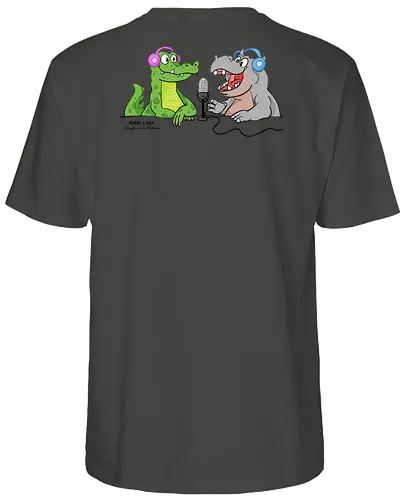 Mummies & Magic - Hippo und Kroko (Rücken) - Nilpferd, Krokodil, Mumie, Ägypten, Podcast, Pyramide - Fairtrade T-Shirt