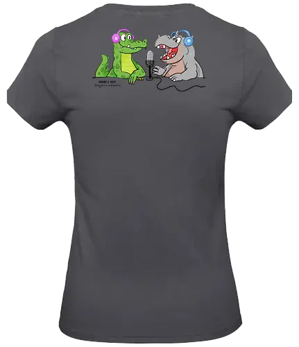 Mummies & Magic - Hippo und Kroko (Rücken) - Nilpferd, Krokodil, Mumie, Ägypten, Podcast, Pyramide - Standard T-Shirt (Frauen)