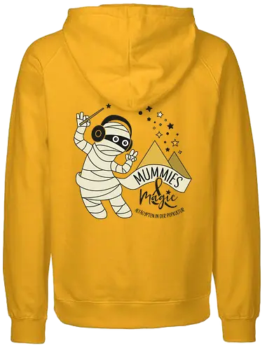 Logo Mummies & Magic (Rücken) - Nilpferd, Krokodil, Podcast, Pyramide, Mumie, Ägypten - Fairtrade Hoodie