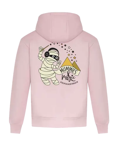 Logo Mummies & Magic (Rücken) - Nilpferd, Krokodil, Podcast, Pyramide, Mumie, Ägypten - Heavyweight Hoodie
