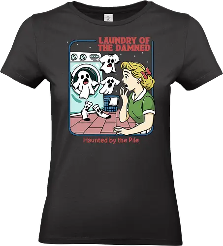 Laundry of the Damned - laundry, clothes, humor, funny, relatable, dirty, haunted, burnout, washing machine, ghost, missing sock, household, relatable, halloween - Standard T-Shirt (Frauen)