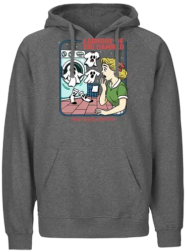 Laundry of the Damned - laundry, clothes, humor, funny, relatable, dirty, haunted, burnout, washing machine, ghost, missing sock, household, relatable, halloween - Fairtrade Hoodie