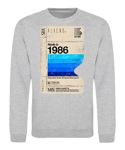 Aliens Blank Tape 1986 - Aliens, hicks, Hudson, bishop, newt, Ripley, game over, 1986, Cameron, vhs - Sweatshirt