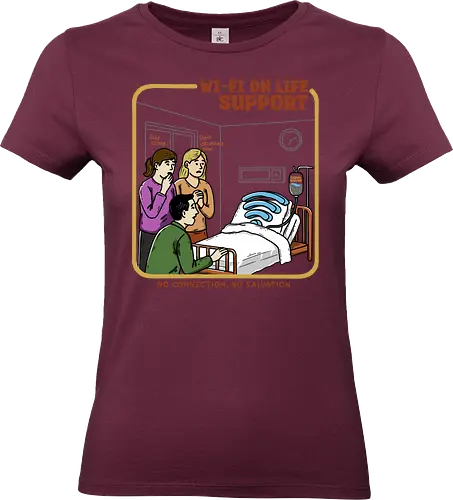 Wi-Fi On Life Support - wifi, wi-fi, retro horror, dark, absurd, relatable, sarcastic, addicted, internet humor, hospital, parody, buffering - Standard T-Shirt (Frauen)