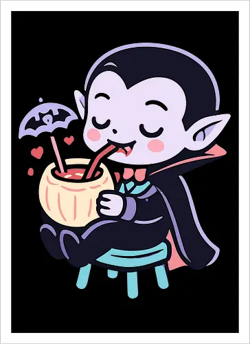 Cute Vampire Chilling - Blood-Sipping Summer Fun