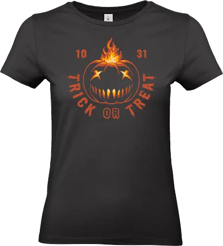 Pumpkin in Fire - funny cat, horror, halloween, trick or treat, pumpkin, cat humor, bad cat, I choose violence, scary, goth, creepy, slasher, spooky, spoopy, movie humor, cute cat, cat joke, internet meme, hilarious, funny meme, cat meme, pumpkin spice, don't boo - Standard T-Shirt (Frauen)