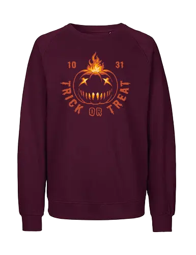 Pumpkin in Fire - funny cat, horror, halloween, trick or treat, pumpkin, cat humor, bad cat, I choose violence, scary, goth, creepy, slasher, spooky, spoopy, movie humor, cute cat, cat joke, internet meme, hilarious, funny meme, cat meme, pumpkin spice, don't boo - Fairtrade Sweatshirt