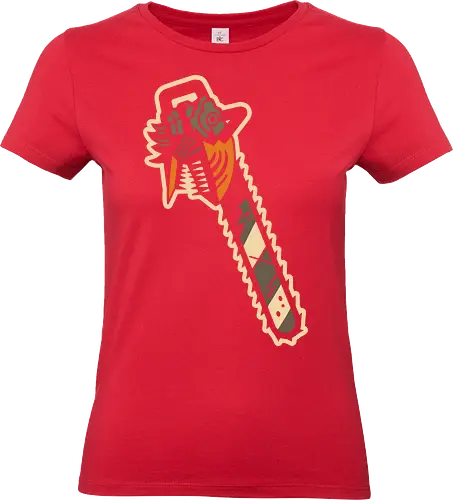 Chainsaw's Groovy Grip - chainsaw, horror, movie, cult classic, b-movie, halloween, scary, weapon, thriller, zombie, monster, graphic tee, spooky, Paranormal, fan art, retro - Standard T-Shirt (Frauen)