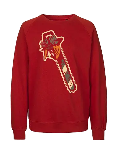 Chainsaw's Groovy Grip - chainsaw, horror, movie, cult classic, b-movie, halloween, scary, weapon, thriller, zombie, monster, graphic tee, spooky, Paranormal, fan art, retro - Fairtrade Sweatshirt