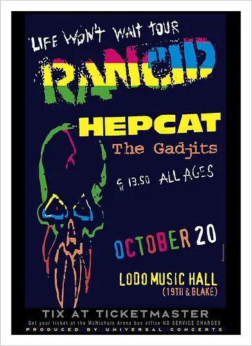 Rancid - Life Won’t Wait Tour - 20. Oktober - Lodo Music Hall Poster