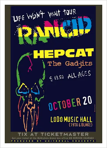Rancid - Life Won’t Wait Tour - 20. Oktober - Lodo Music Hall Poster