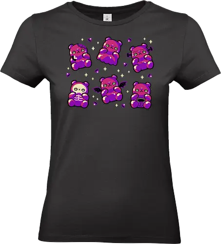 Halloween Gummy Bears - ghost, gummy bear, halloween, gum candies, candy, jelly baby, spooky cute, creepy cute, goth, horror, monster, haribo, skeleton, trick or treat, xmorfina - Standard T-Shirt (Frauen)
