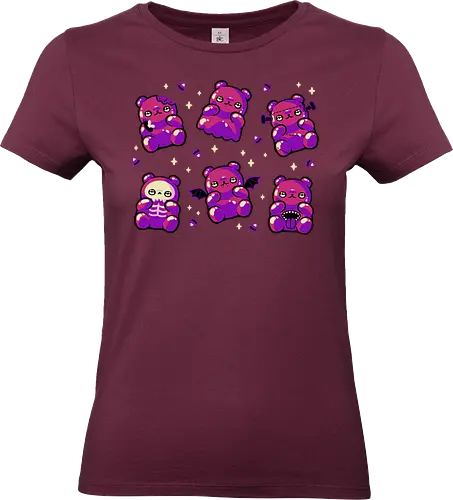 Halloween Gummy Bears - ghost, gummy bear, halloween, gum candies, candy, jelly baby, spooky cute, creepy cute, goth, horror, monster, haribo, skeleton, trick or treat, xmorfina - Standard T-Shirt (Frauen)