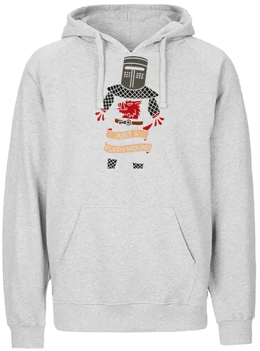 Just a Flesh Wound Black Knight - monty python, holy grail, black knight, just a flesh wound, comedy, cult classic, movie, medieval, knight, funny, fan art, british humor, parody, movie quote, graphic tee - Fairtrade Hoodie