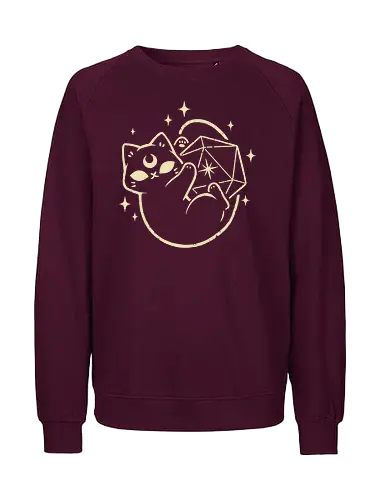 Cute Magical Black Cat D20 - black cat, d20, dice, pet, occult, witch, dark, goth, moon, xmorfina, familiar, spooky cute, creepy cute, Pen and Paper, Pen and paper - Fairtrade Sweatshirt