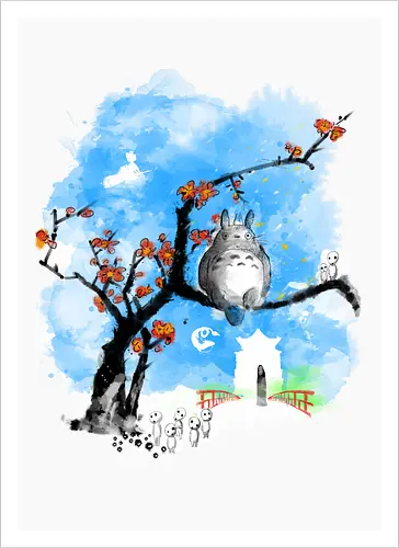 Japan pop overload - japan, anime, pop culture, movies, fantasy, sumi e, watercolor - Kunstdruck