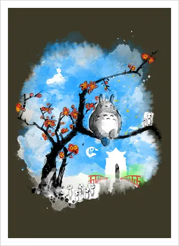 Japan pop overload - japan, anime, pop culture, movies, fantasy, sumi e, watercolor - Kunstdruck