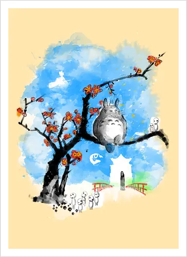 Japan pop overload - japan, anime, pop culture, movies, fantasy, sumi e, watercolor - Kunstdruck