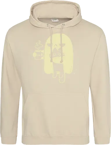 Cute Ghost Holding Cat - morning, monday, ghost, black cat, holding cat, grumpy, coffee, funny, sarcastic, mug, meh, spooky cute, creepy cute, hate, xmorfina - Standard Hoodie