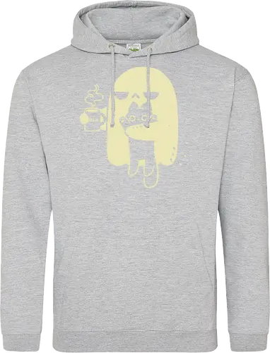 Cute Ghost Holding Cat - morning, monday, ghost, black cat, holding cat, grumpy, coffee, funny, sarcastic, mug, meh, spooky cute, creepy cute, hate, xmorfina - Standard Hoodie