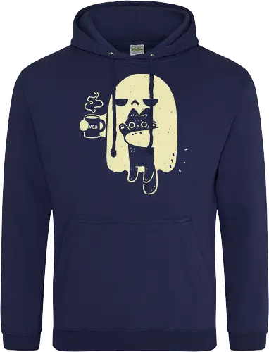 Cute Ghost Holding Cat - morning, monday, ghost, black cat, holding cat, grumpy, coffee, funny, sarcastic, mug, meh, spooky cute, creepy cute, hate, xmorfina - Standard Hoodie