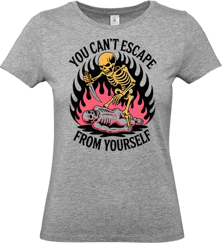 Skeleton Flames – You Can’t Escape From Yourself - skull, skeleton, gothic, dark art, flaming - Standard T-Shirt (Frauen)