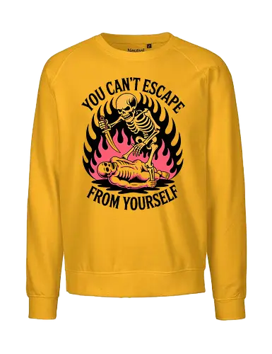 Skeleton Flames – You Can’t Escape From Yourself - skull, skeleton, gothic, dark art, flaming - Fairtrade Sweatshirt
