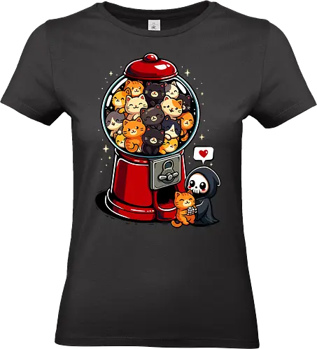 Gumball Grim Cats - gumball, gumball machine, funny, funny tee, cute, aesthetic, illustration, awesome, cats, kitty, grim, grim reaper, love, lm2kone, cat, candy, geek - Standard T-Shirt (Frauen)
