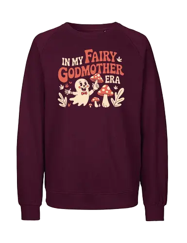 In My Fairy Godmother Era  - fairy godmother art, spooky mushroom design, magical ghost print, fantasy lover design, halloween ghost art, whimsical mushroom graphic, cute ghost illustration, unique fairy design, gift for fantasy fans, playful spooky print - Fairtrade Sweatshirt