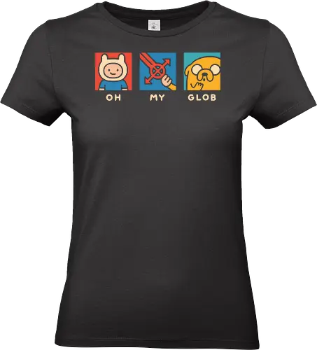 Oh My Glob - Cartoon Fan Art - Cartoon, Finn, Jake, Oh My Glob, fan art, cartoon network, Land of Ooo, animated series, graphic tee, character shirt, cartoon shirt, kids cartoon, adult cartoon, unique design, geek fashion, pop culture, animation, BMO, Princess Bubblegum, Marceline, Ice King - Standard T-Shirt (Frauen)