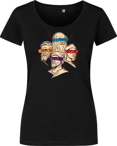 Renaissance Mutant Ninja Thinkers - Teenage Mutant Ninja Turtles, TMNT, Renaissance, artists, philosophers, Leonardo da Vinci, Michelangelo, Donatello, Raphael, parody, mashup, intellectual humor, art history, pop culture, graphic tee, unique design, geek shirt, smart casual, fan art, funny shirt, clever design, academic fashion - Damen T-Shirt
