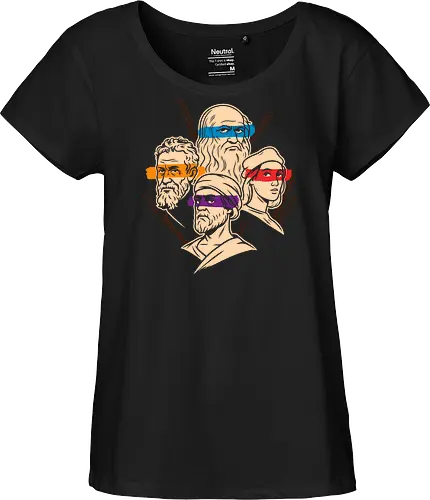 Renaissance Mutant Ninja Thinkers - Teenage Mutant Ninja Turtles, TMNT, Renaissance, artists, philosophers, Leonardo da Vinci, Michelangelo, Donatello, Raphael, parody, mashup, intellectual humor, art history, pop culture, graphic tee, unique design, geek shirt, smart casual, fan art, funny shirt, clever design, academic fashion - Fairtrade Girl Shirt
