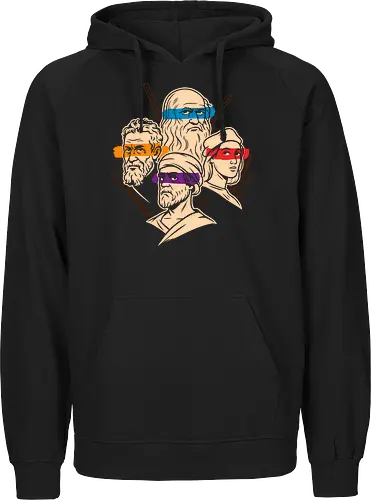 Renaissance Mutant Ninja Thinkers - Teenage Mutant Ninja Turtles, TMNT, Renaissance, artists, philosophers, Leonardo da Vinci, Michelangelo, Donatello, Raphael, parody, mashup, intellectual humor, art history, pop culture, graphic tee, unique design, geek shirt, smart casual, fan art, funny shirt, clever design, academic fashion - Fairtrade Hoodie