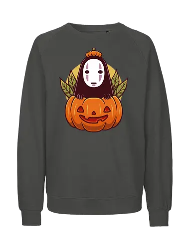 Dark Spirit Halloween - famous anime, spirited away, no face, faceless, animation, movie, anime, manga, halloween, cute, cute creepy, spooky, autumn, pumpkin, hayao miyazaki, happy halloween, trick or treat - Fairtrade Sweatshirt
