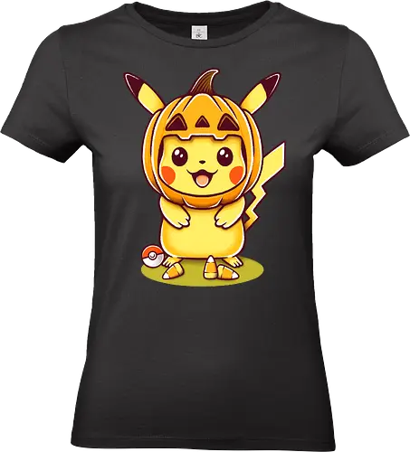 Electric-type Halloween - Pocket, candy corn, electric type, Mouse, pocket monster, trick or treat, autumn, pumpkin, childhood, nostalgia, cute, creepy cute, spooky, halloween, happy halloween, video games, game, video game, gaming, gamer, retrogaming, retro gaming, 90s, 1990s - Standard T-Shirt (Frauen)