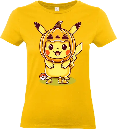 Electric-type Halloween - Pocket, candy corn, electric type, Mouse, pocket monster, trick or treat, autumn, pumpkin, childhood, nostalgia, cute, creepy cute, spooky, halloween, happy halloween, video games, game, video game, gaming, gamer, retrogaming, retro gaming, 90s, 1990s - Standard T-Shirt (Frauen)