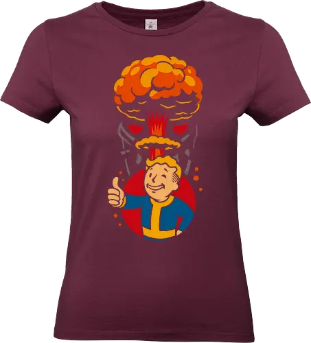 Vault's Atomic Approval - retro, bethesda, fallout, Vault, video game, gaming, post-apocalyptic, atomic, nuclear, wasteland, retro-futurism, fan art, pop culture, geek, geeky, graphic tee, thumbs up, explosion - Standard T-Shirt (Frauen)