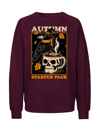 Crow Autumn Coffee - Tea, Witch, Halloween, Eerie, Fright, Creepy, Halloween Design, Halloween Art, Halloween Aesthetic, Halloween Vibes, Crow, Cute, Funny, Autumn, Autumn Leaves, Autumn Vibes, Spooky, Spooky Season, Spooky Cute. Skull, Skeleton, Mug, Coffee - Fairtrade Sweatshirt