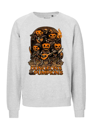Dungeon Pumpkin RPG - Dungeon, Fight, Dungeon Master, Pen and Paper, Pen and paper, Rpg, Role-play, Role-playing, Roleplay Game, Role-playing Game, Roleplay, Pumpkin, Halloween, Spooky, Spooky Season, Spooky Art, Spooky Vibes, Autumn, Fall, Fantasy, Adventure, Skeleton, Skull, Black Magic, Dark Magic, Magic, Magical, Wizard, Witch, Sorcery, Sorcerer, Bard, Warrior, Knight, Ranger, Barbarian, D20, Pen and Paper - Fairtrade Sweatshirt