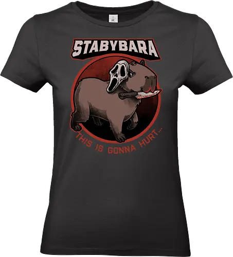 Slasher Capybara Horror Movie  - pet, animal, knife, adorable, fun, funny, movies, Horror, serial killer, Dark, capybara, creepy, scary, horror, horror comedy, dark comedy, classic horror - Standard T-Shirt (Frauen)