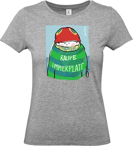 Raupe Immerplatt - müde, platt, Handgezeichnet, Humor, Selbstironie, Streifenpulli, Spruchshirt, deutsch, Ringelpullisprüche, Ringeldinger, streifenweise, Spruch, Weisheit, Motivation, Ringelpulli, SprücheShirt, Cartoon Illustration, Statement - Standard T-Shirt (Frauen)