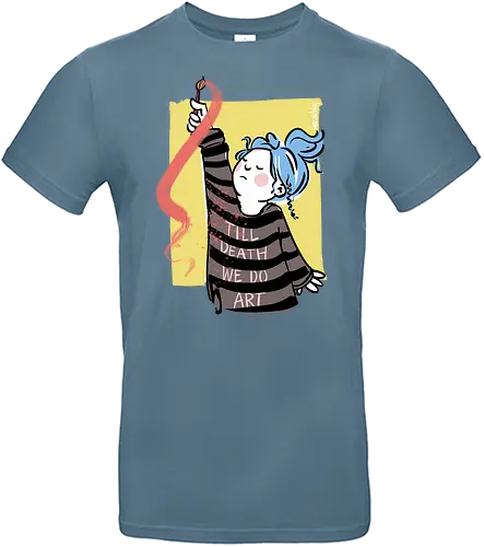 till death we do art - Ringelpullisprüche, Ringeldinger, streifenweise, Spruch, Weisheit, Motivation, Ringelpulli, SprücheShirt, Cartoon Illustration, Kunst, art, Statement, Handgezeichnet, Humor, Selbstironie, Streifenpulli, Spruchshirt, deutsch - Standard T-Shirt