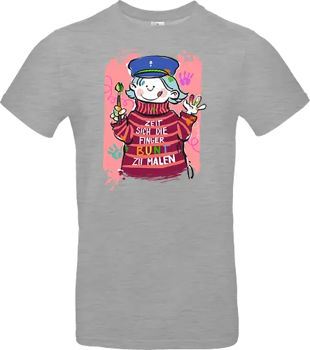 Zeit sich die Finger bunt zu malen - Selbstironie, Streifenpulli, Spruchshirt, deutsch, Ringelpullisprüche, Ringeldinger, streifenweise, Spruch, Weisheit, Motivation, Ringelpulli, SprücheShirt, Cartoon Illustration, malen, kreativ, bunt, farbe, Statement, Handgezeichnet, Humor - Standard T-Shirt